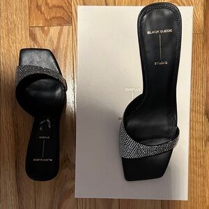 Black Suede Studio Sparkling Black Heels